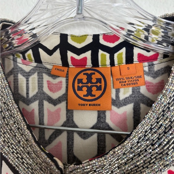 Tory Burch Pink and Green Geometric Top - Picture 5 of 5